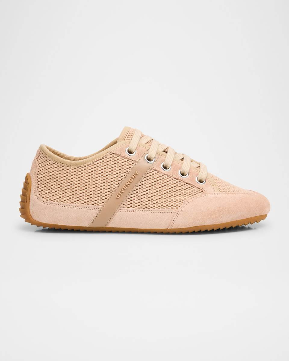 Mesh And Suede Slim Low-Top Sneakers